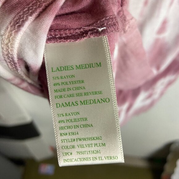 Green Tea Size Medium Pink White Tie Dye High Low Tee Soft Casual Oversized Boho - Picture 2 of 6